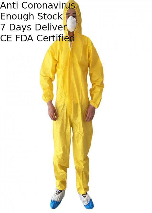 Type 5 / 6 Disposable Dust Suits , Disposable Work Overalls With Hood And Boots