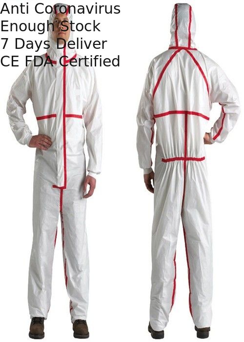 White Color Disposable Protective Clothing Disposable Boilersuits With Red Stripe