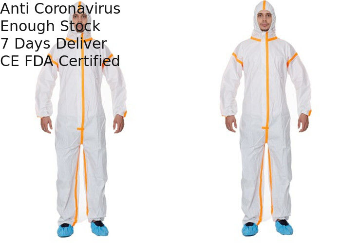 Antiviral Protective Disposable Coverall Suit CAT 3 Type 3 / 4 / 5 / 6 Certificate
