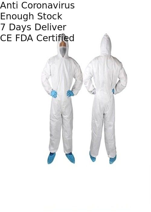 White Color Disposable Coverall Suit Dry Particulates And Limiting Liquid